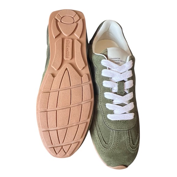 Steve Madden Abbi Womens Sneakers Olive Multi Green Suede Retro Jogger 8.5 NEW - Picture 16 of 16